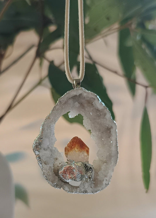 Citrine point crystal ornament