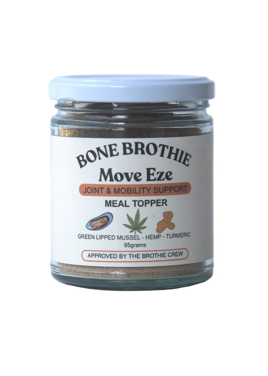 Jar of Bone Brothie Move Eze on a white background