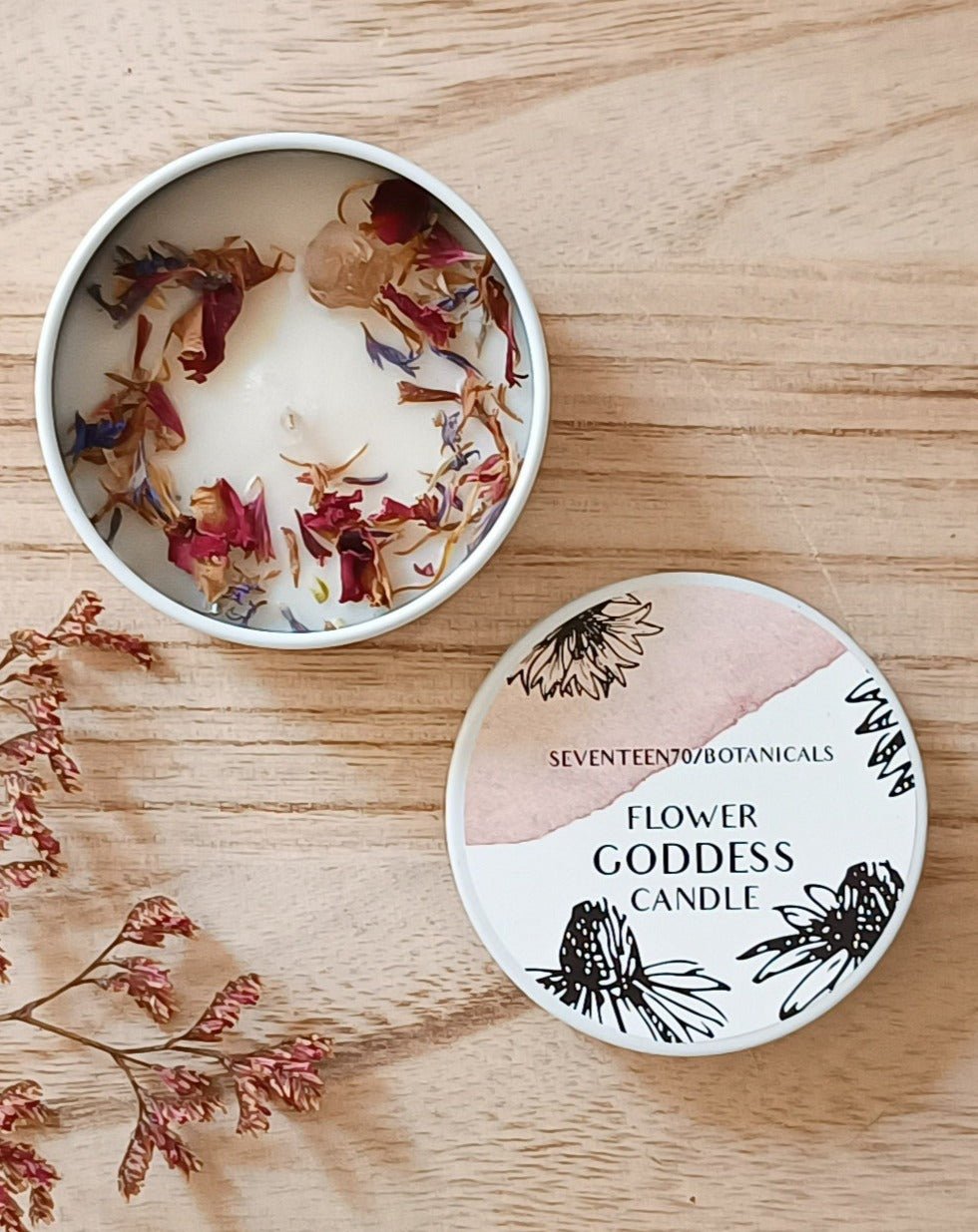 Flower goddess candle travel tin