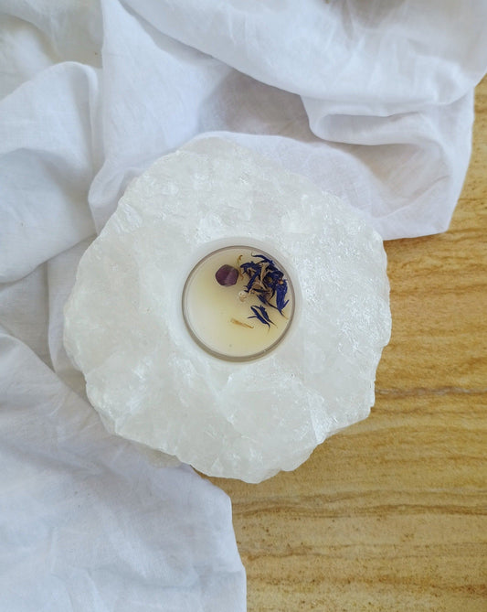 Clear Quartz Candle Holder