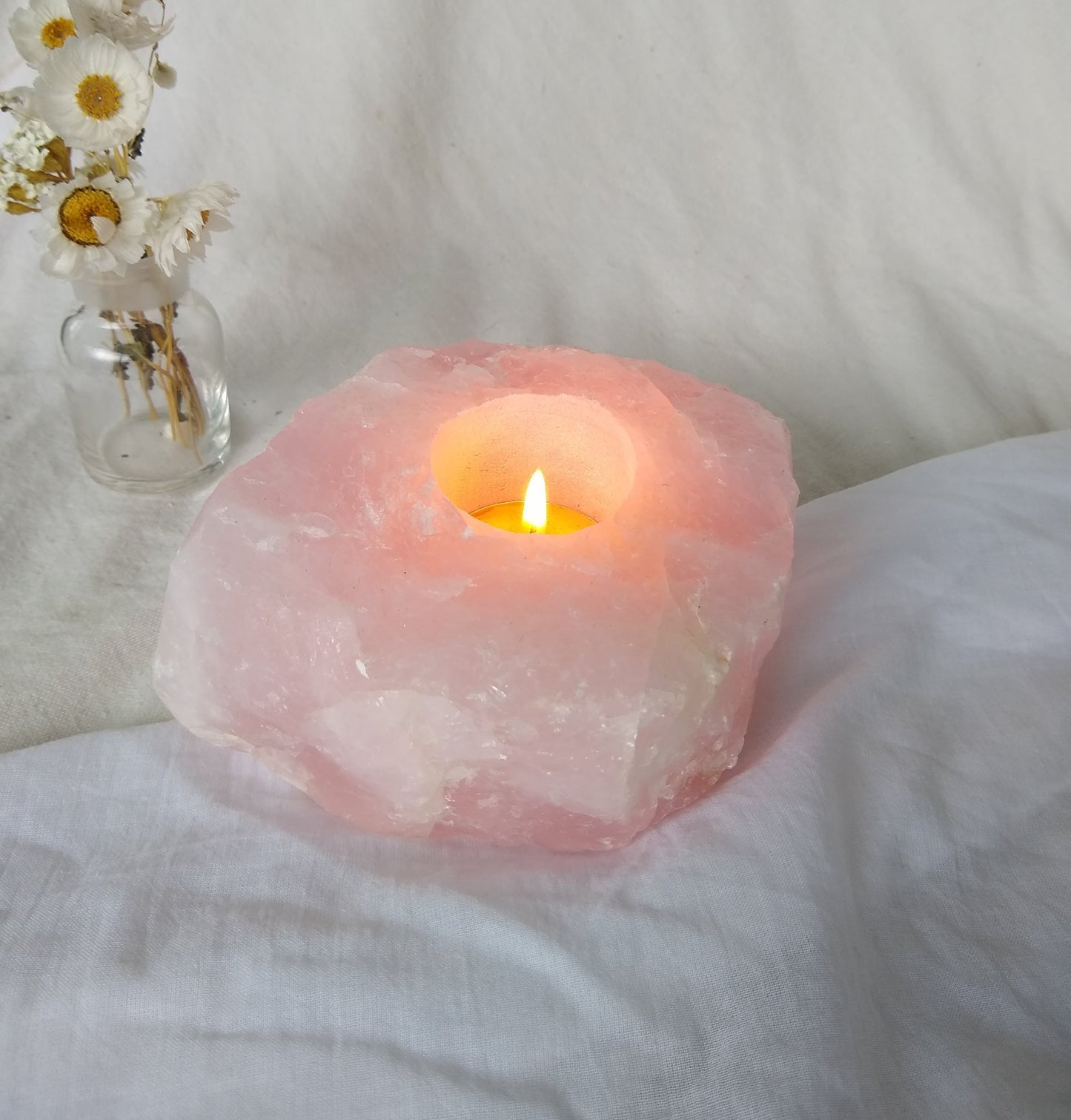 Rose Quartz Candle Holder