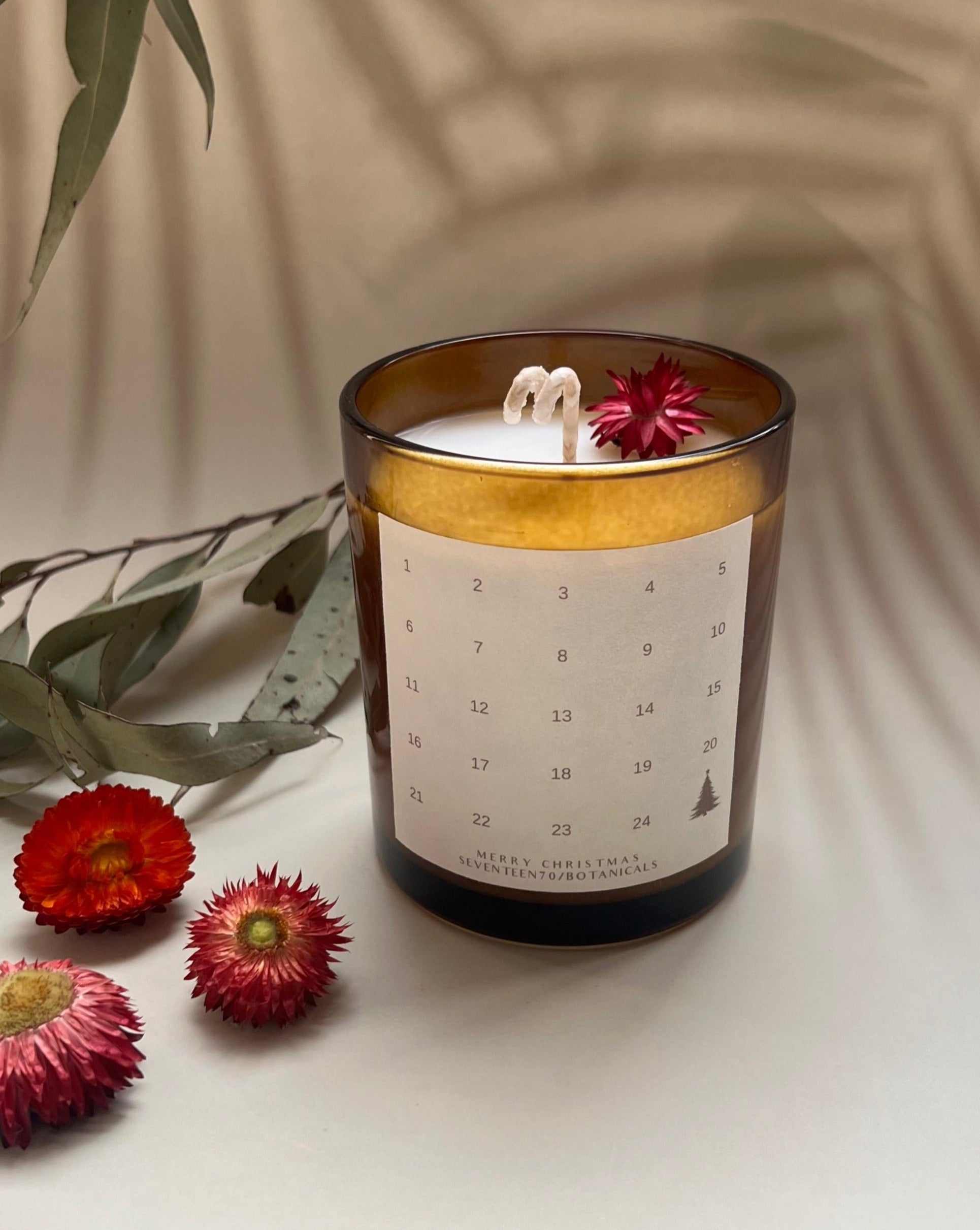 candle with advent calender label