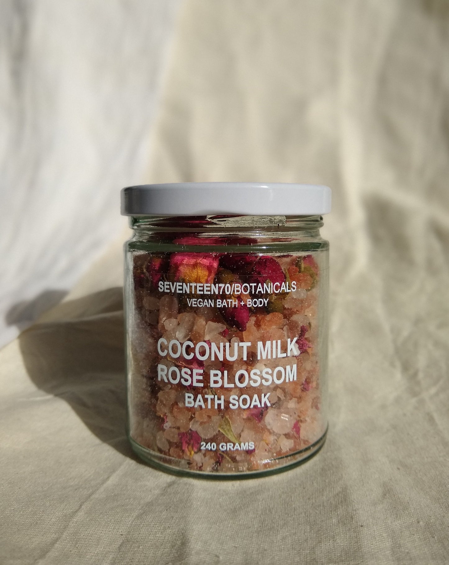 bath salts with rose buds and coconut milk