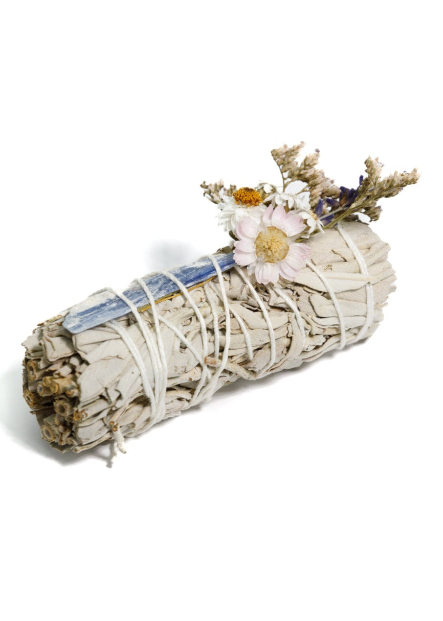 sage smudge stick with wild flowers